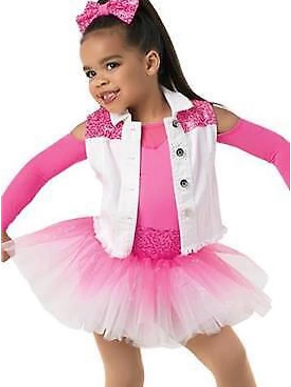 Weissman Pink and White Tutu Dance Costume with Bow